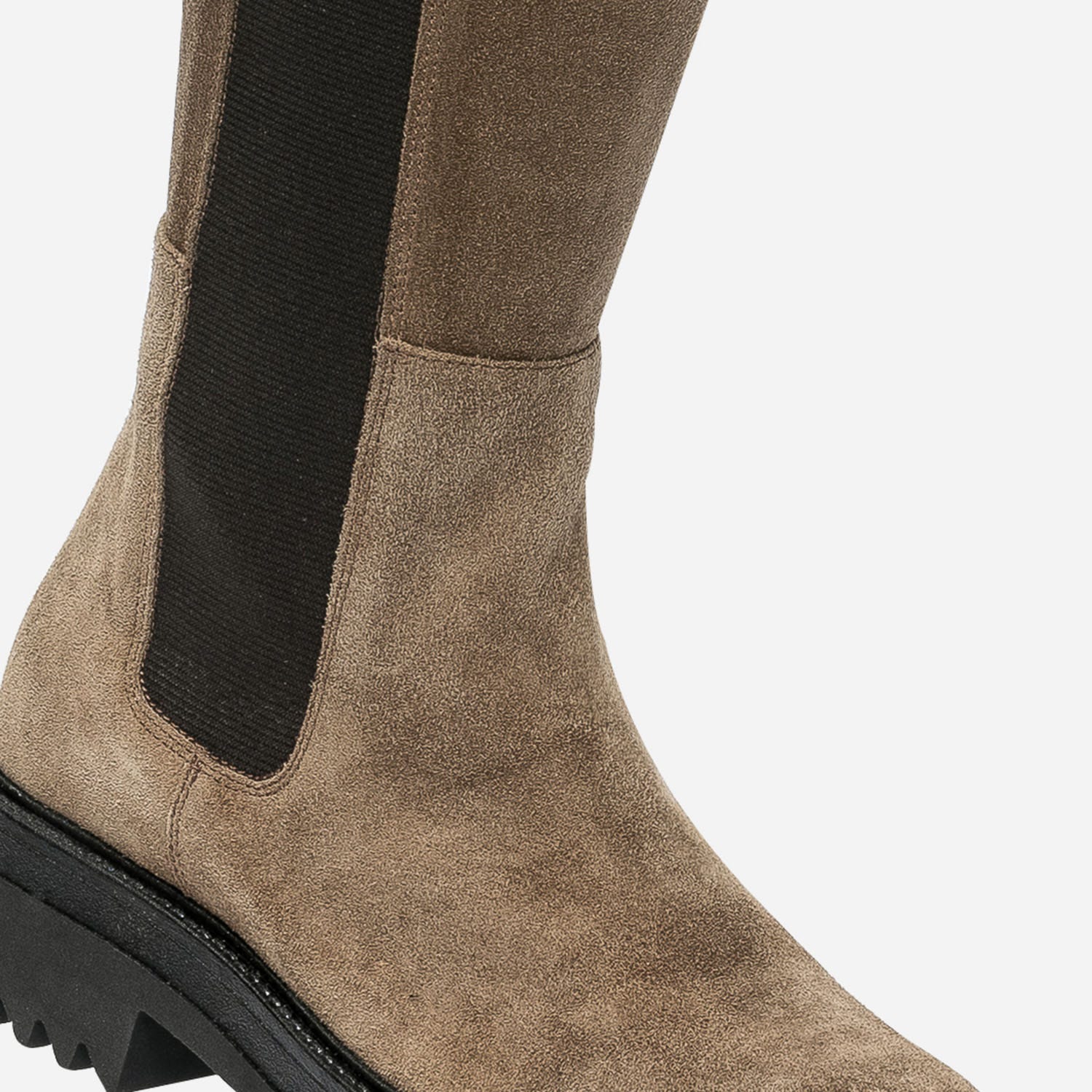 Botte TEXTO beige en cuir velours à semelle crantée