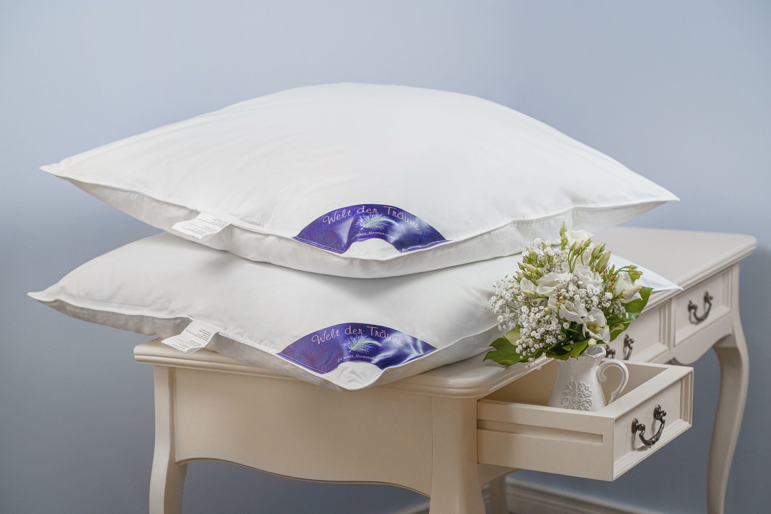 Daunenkissen Daunenkissen Kissen Kopfkissen Federkissen Kinderkissen Daunen Federn DownPillow FeatherPillow 80x80 1380 Gr, Welt der Träume, Füllung: 60% Daunen/ 40% Federn, Made in Europe
