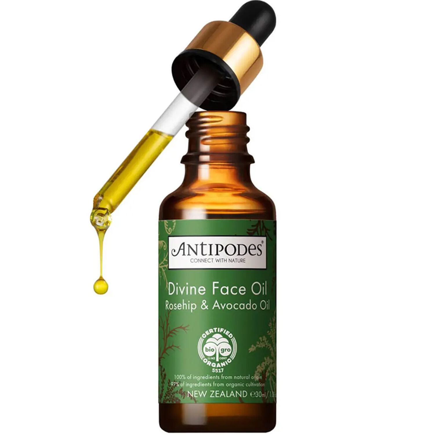 Antipodes Divine Face Oil Huile Huile Visage Anti-Age Cynorrhodon & Avocat