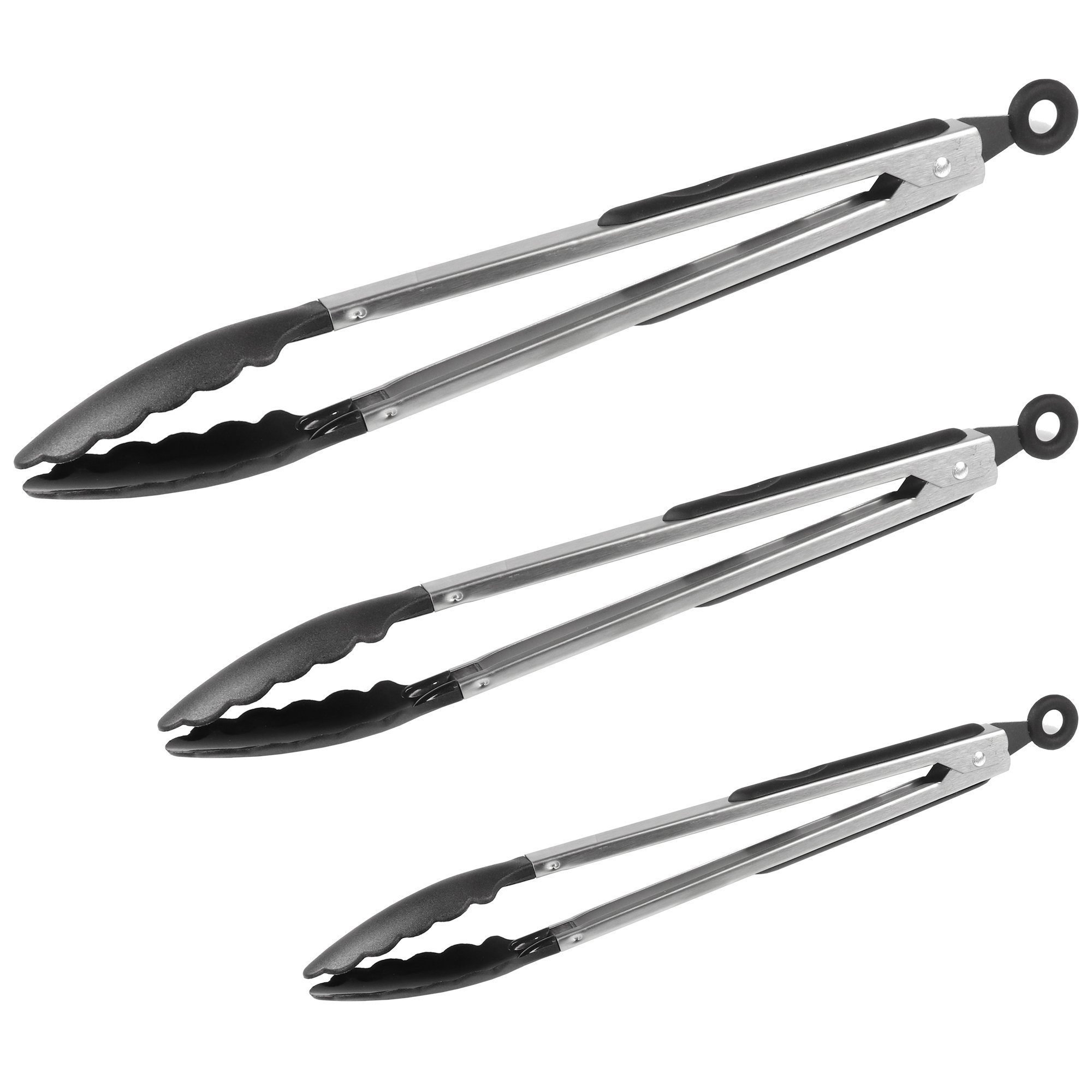 STONELINE Kochzange 3tlg. Kochzangen Set, 21/28/35 cm, Universalzangen aus Edelstahl, ideal für beschichtete Pfannen & Töpfe