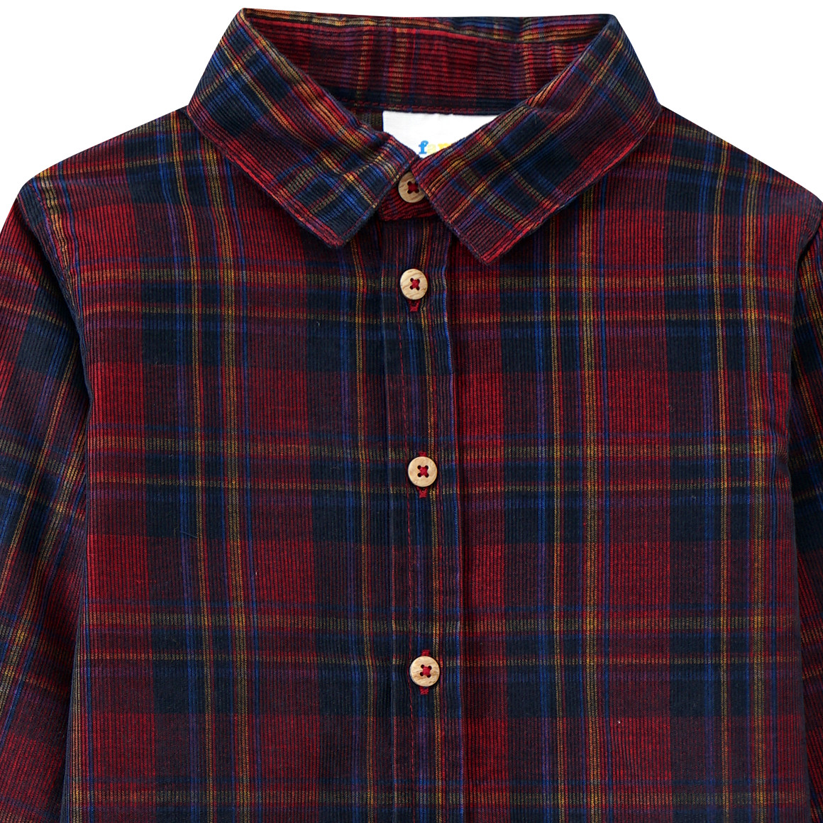 Jungen Weihnachtshemd aus Cord dunkelrot / dunkelblau