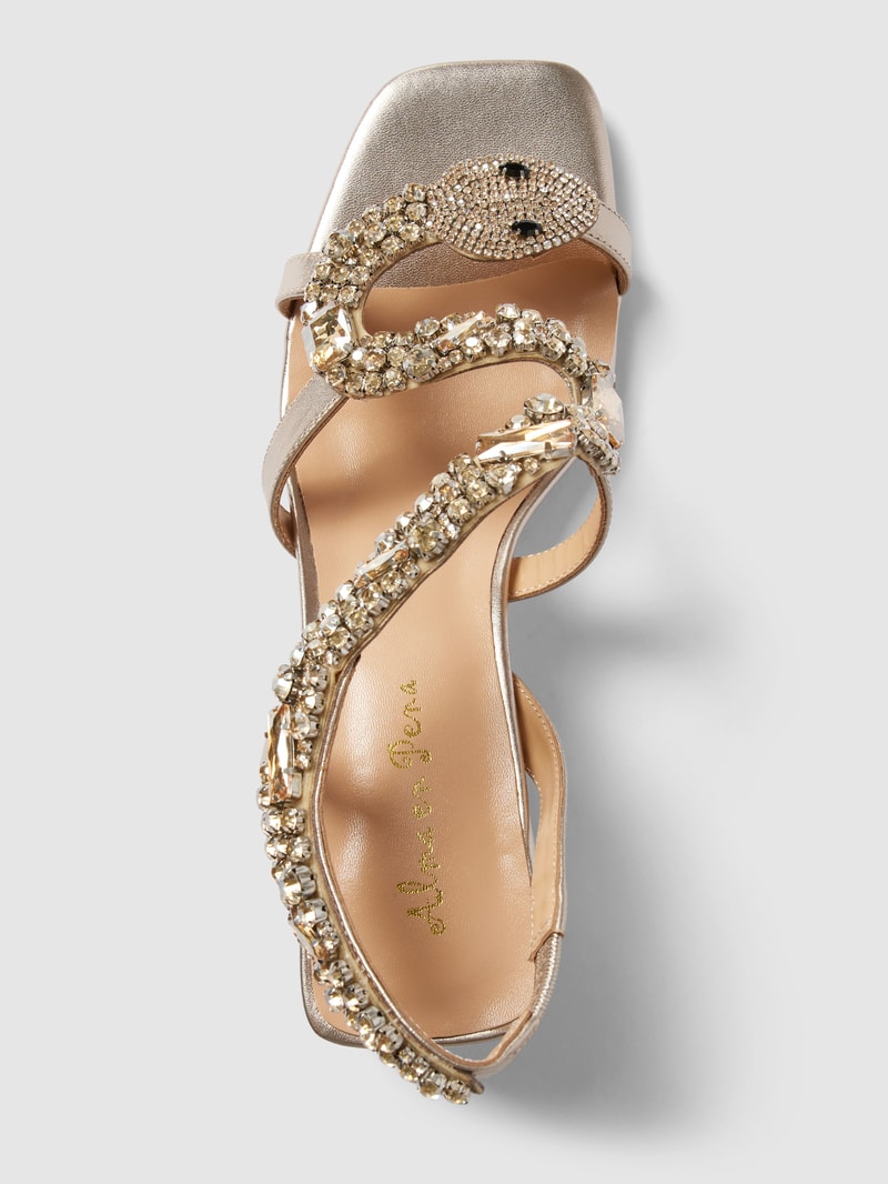 Sandaletten mit Ziersteinbesatz Modell 'Snake' in gold