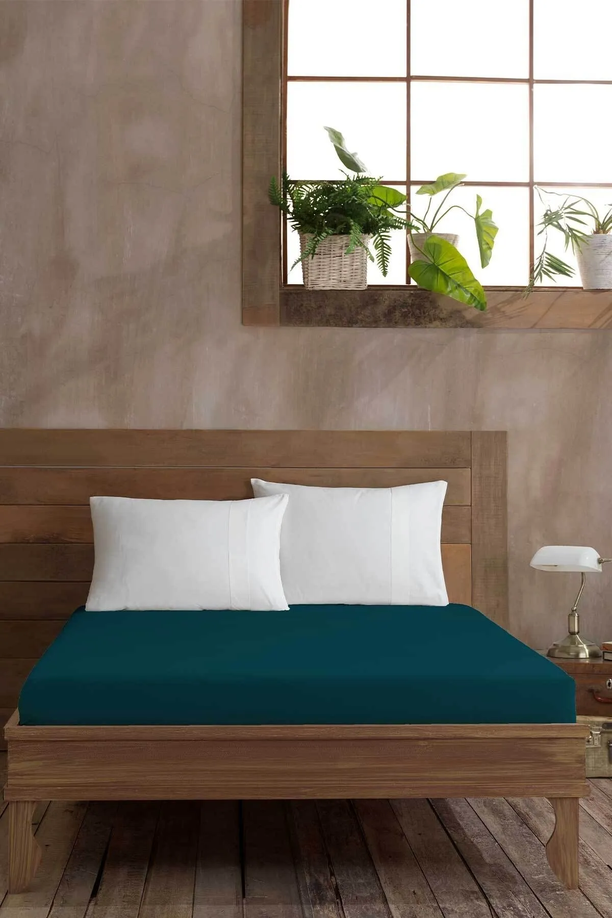 Elart  Ranfors Baumwoll-Spannbettlaken für Doppelbett, 160 x 200 cm, Smaragdgrün