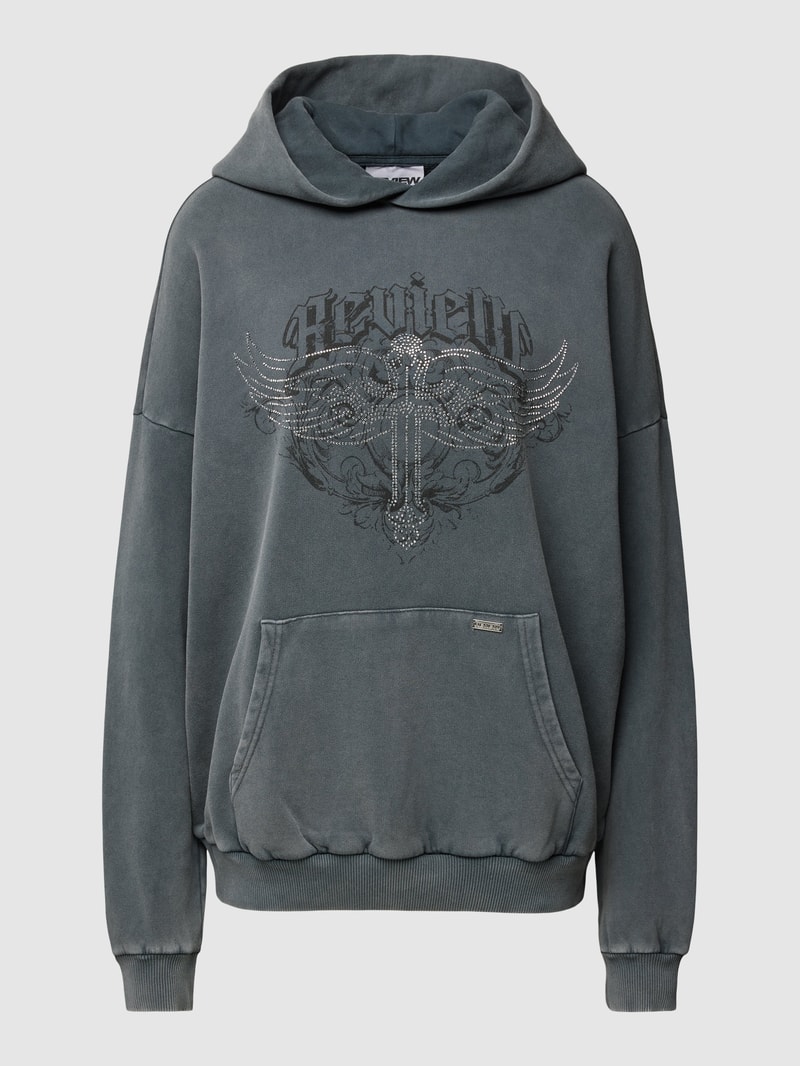 Hoodie mit Label-Print in anthrazit