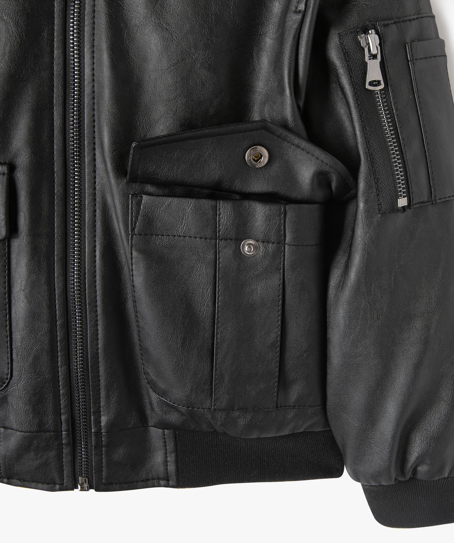 Blouson aviateur avec col en maille peluche Garçon noir | GEMO