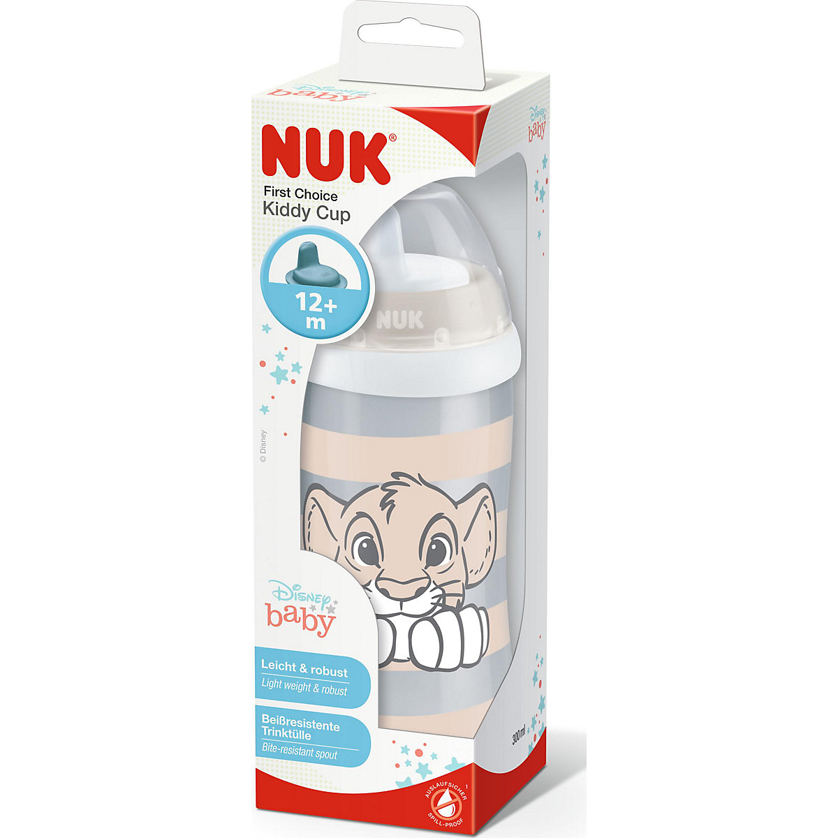 NUK   Lion King Kiddy Cup mit harter Trinktülle, 300ml, auslaufsicher, ab 12 Monaten, 1 Stück