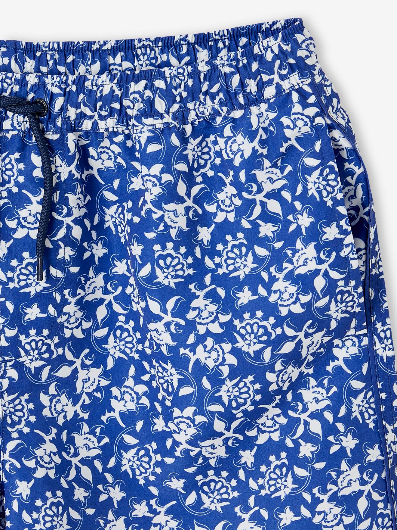 Vertbaudet Capsule Bademode Team Familie: Herren Badehose Oeko-Tex - blau/weiß geblümt