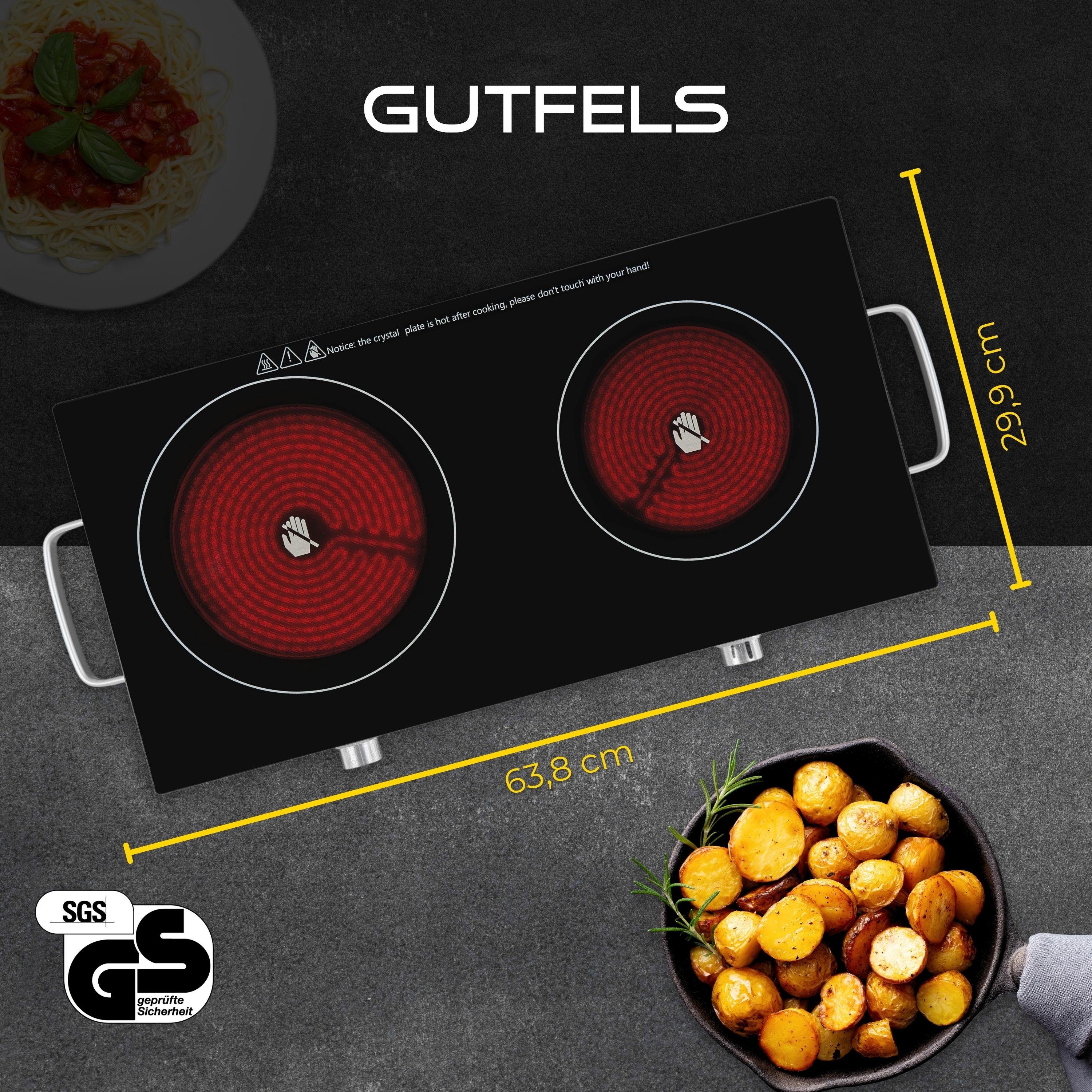Gutfels Doppelkochplatte COOK 4010, 2 Kochfelder aus Glaskeramik, 2800 W, Temperaturregelung