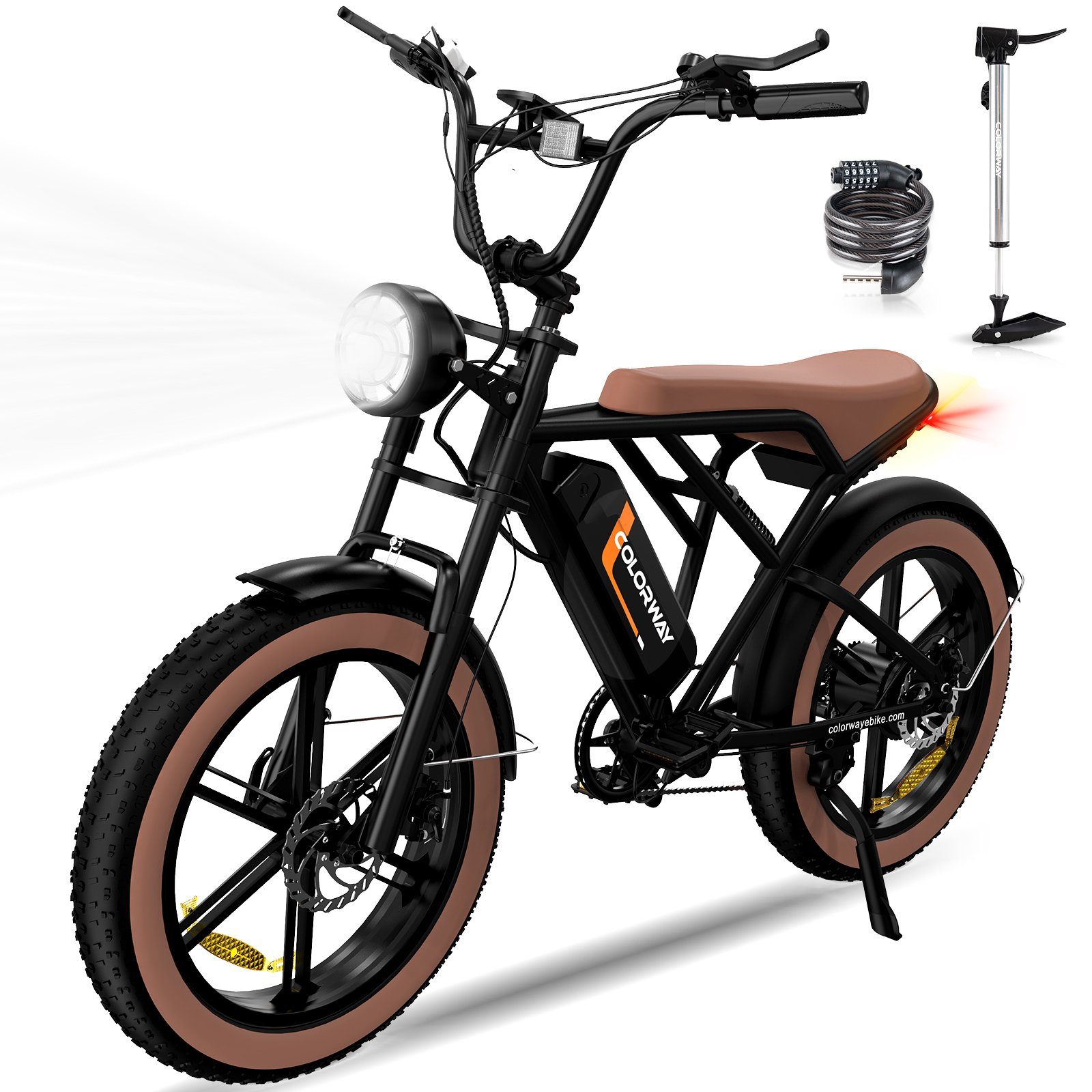 COLORWAY E-Bike 20 Zoll 4.0 Fat Reifen, 250W Motor 48V 15Ah MTB E-Motorrad Shimano, 7 Gang, Heckmotor
