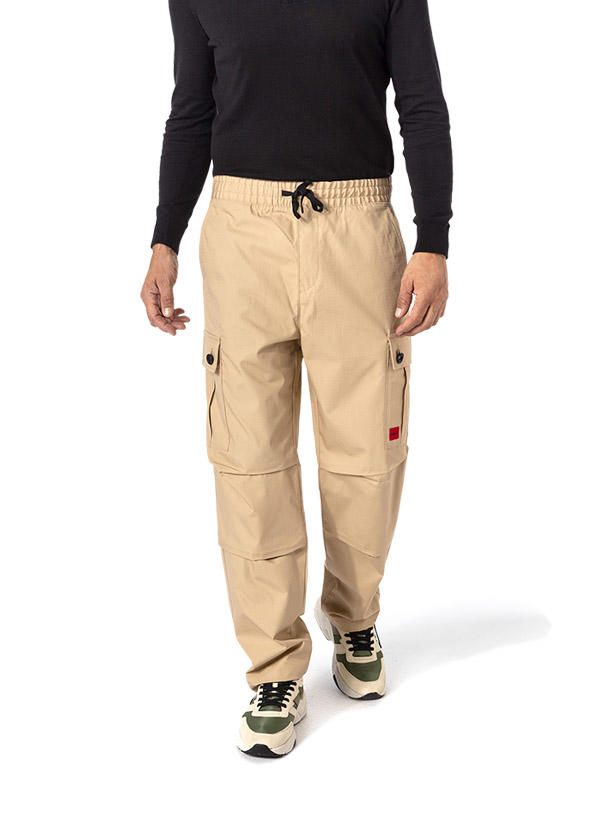 HUGO, Cargohose, Baumwolle, mittelbeige