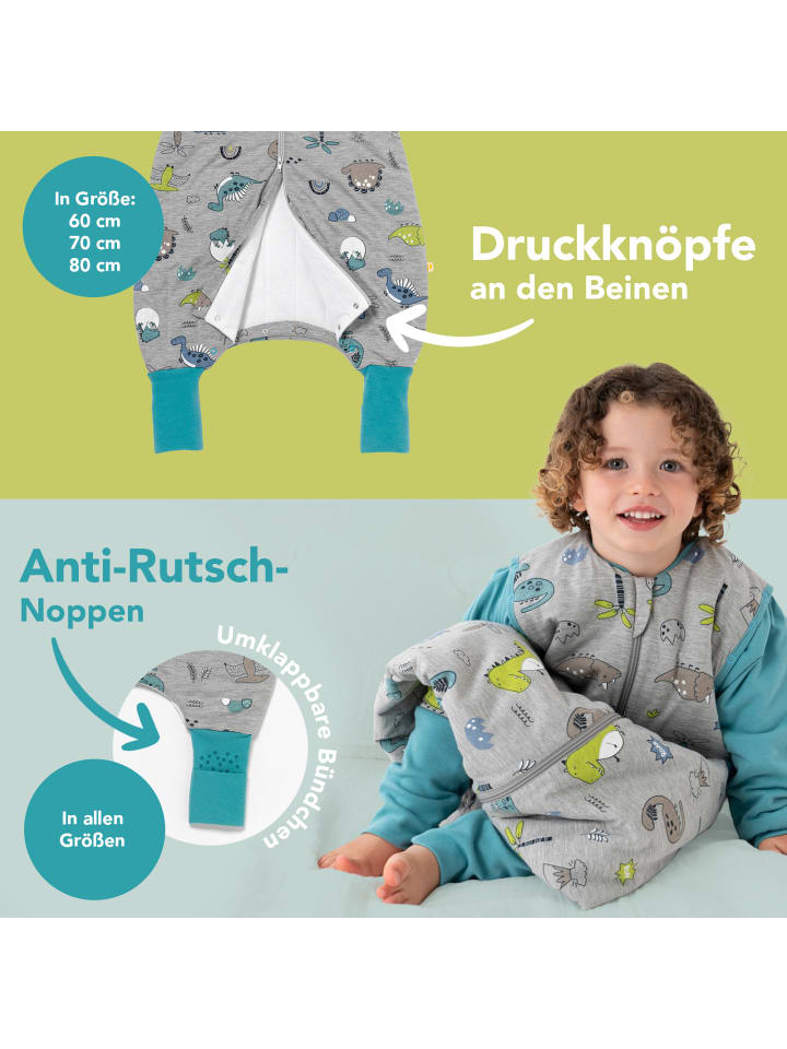 Schlummersack Schlafsack mit Füßen und umklappbaren Bündchen, 2.5 TOG in Anthrazit günstig kaufen