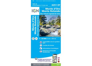 Carte IGN Monte d'Oro Monte Rotondo 4251OT