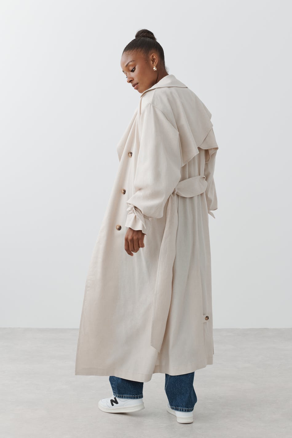 Linen blend trench coat