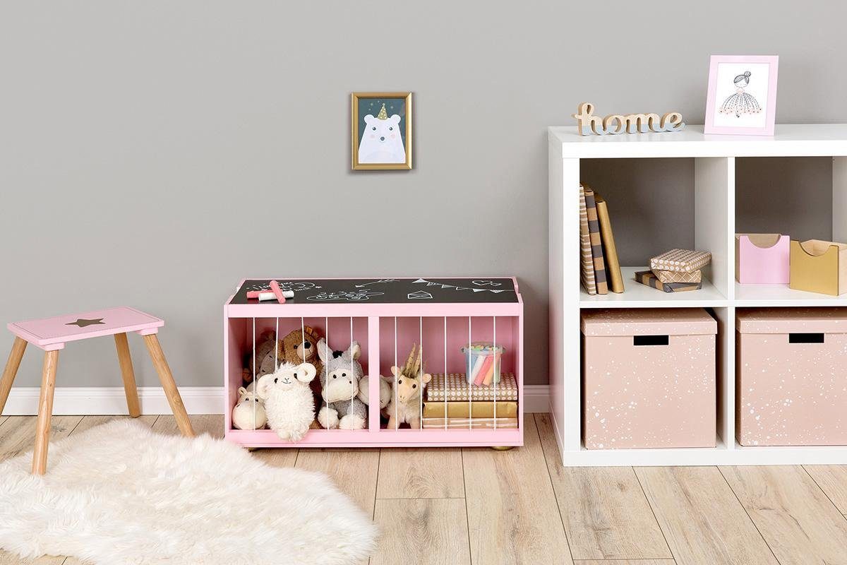 MUSTERKIND® Truhe Tilia, rosé/gold, mit Kreidetafel