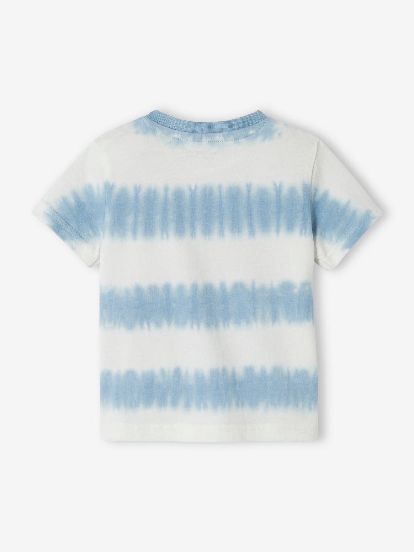Vertbaudet Baby T-Shirt, Batikmuster - hellblau