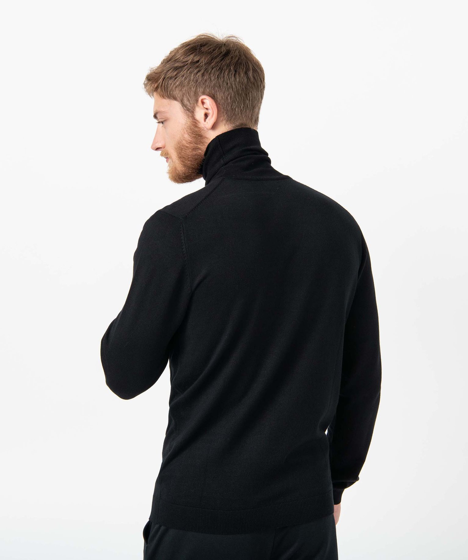 Pull à col roulé en maille fine homme noir | GEMO