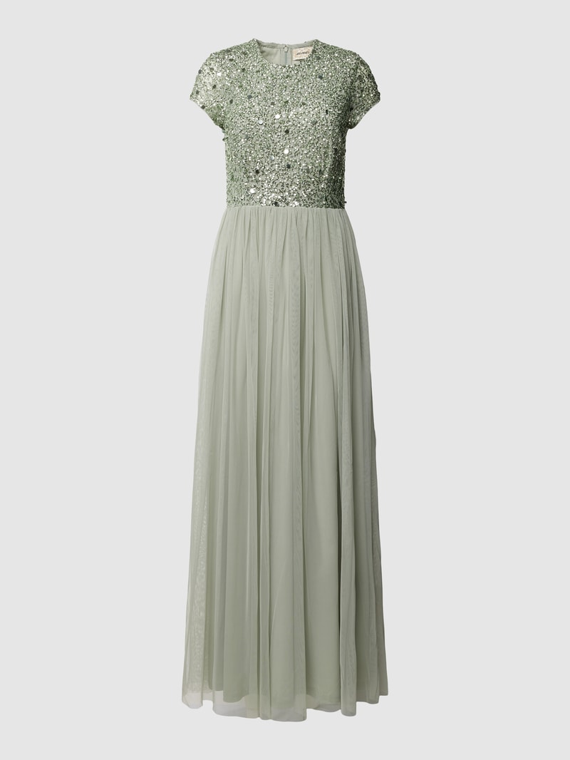 Abendkleid mit Paillettenbesatz in mint