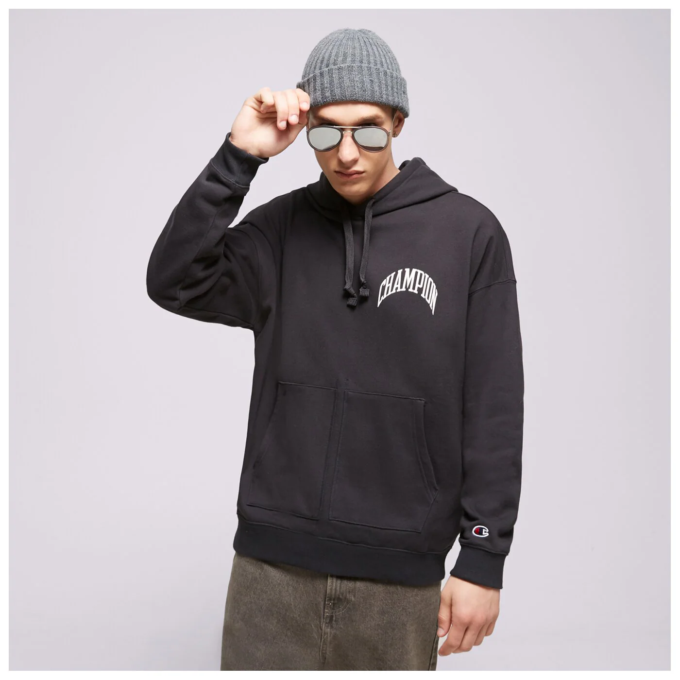 CHAMPION HOODIE HOODED SWEATSHIRT Schwarz