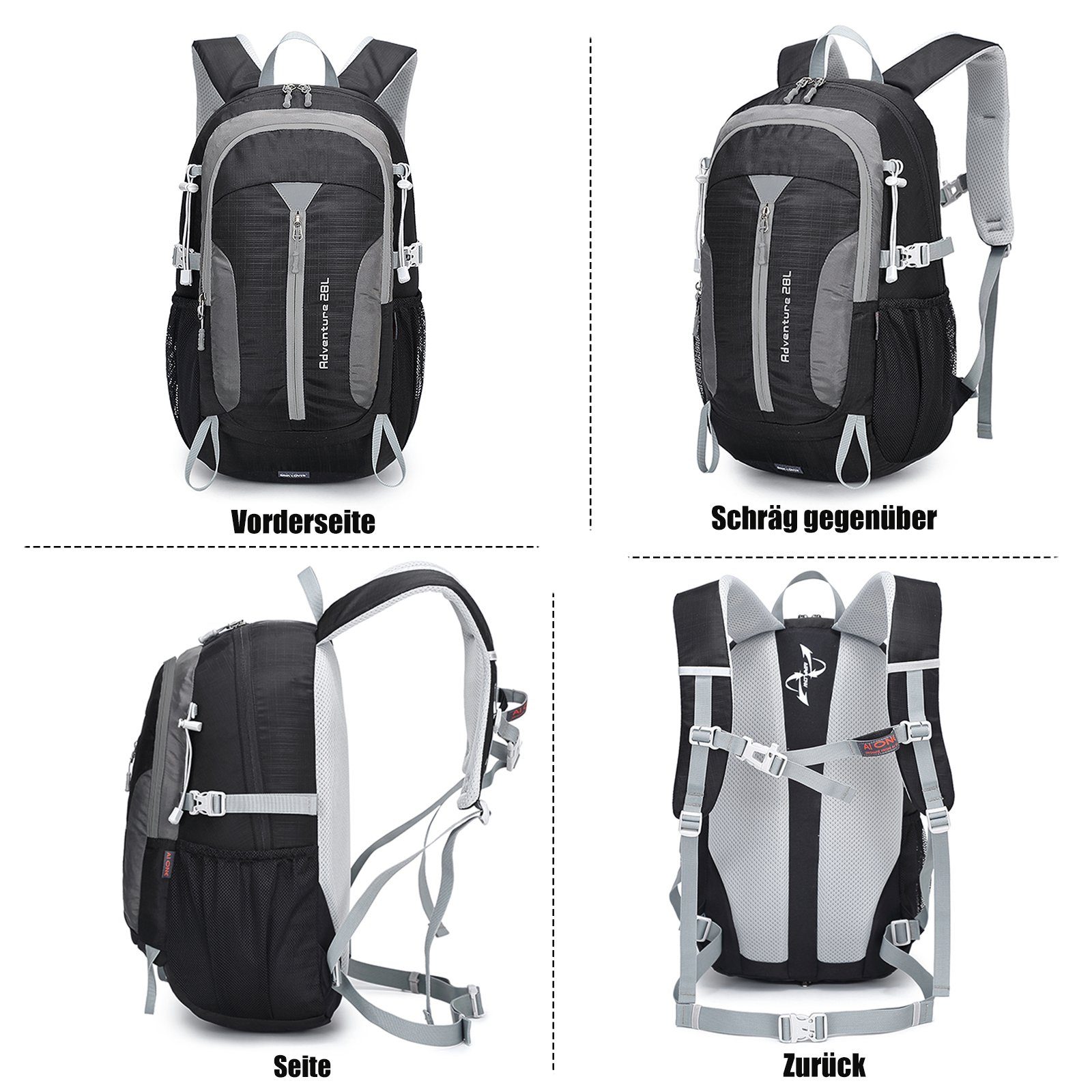 TAN.TOMI Wanderrucksack Kletterrucksack Wanderrucksack Damen Herren 28L Rucksack Wasserdicht, Für Sports/Outdoor/Klettern/Camping/Fahrrad Trekkingrucksack