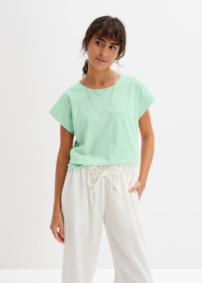 Baumwollshirt mit überschnittener Schulter, 2er Pack