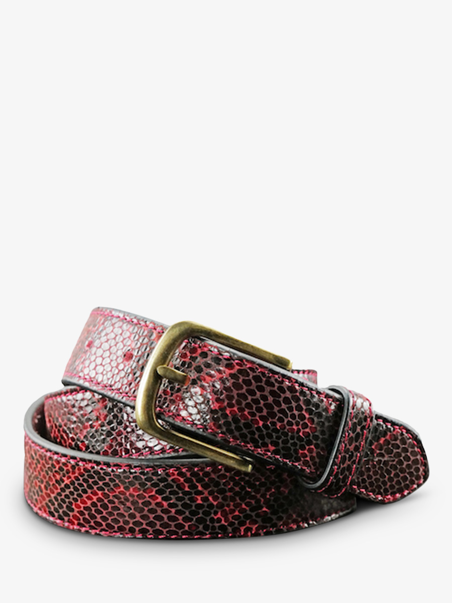 LaCeinture à Boucle Python - Rouge Grenat