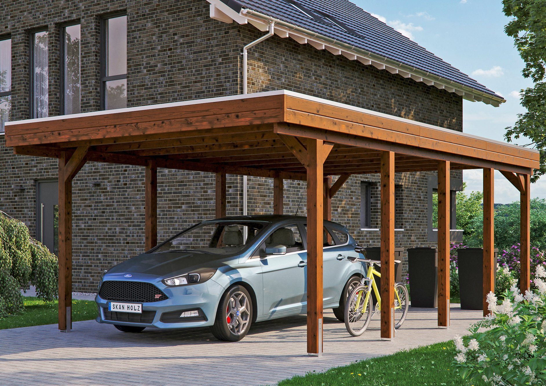 Skanholz Einzelcarport Friesland, BxT: 397x708 cm, 221 cm Einfahrtshöhe