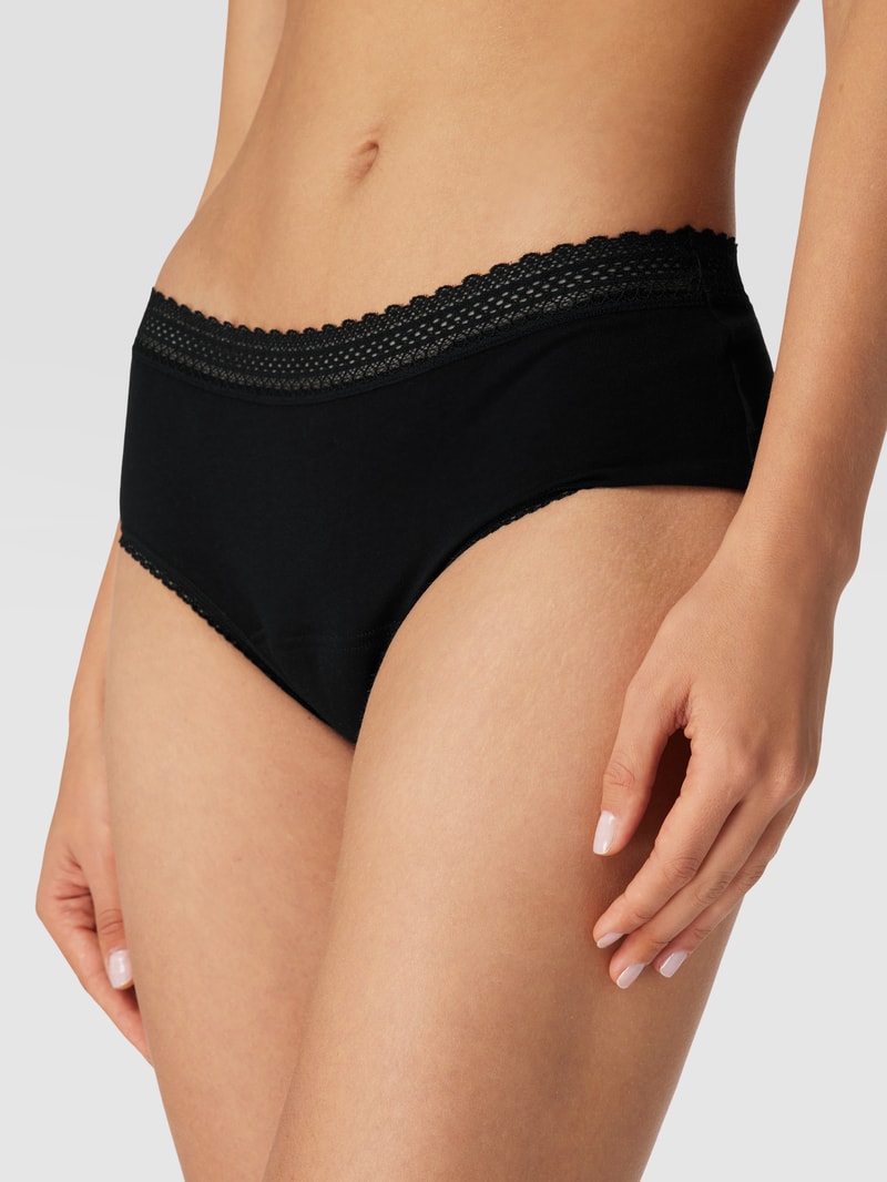 Slip mit Spitzenbesatz im 2er-Pack in schwarz