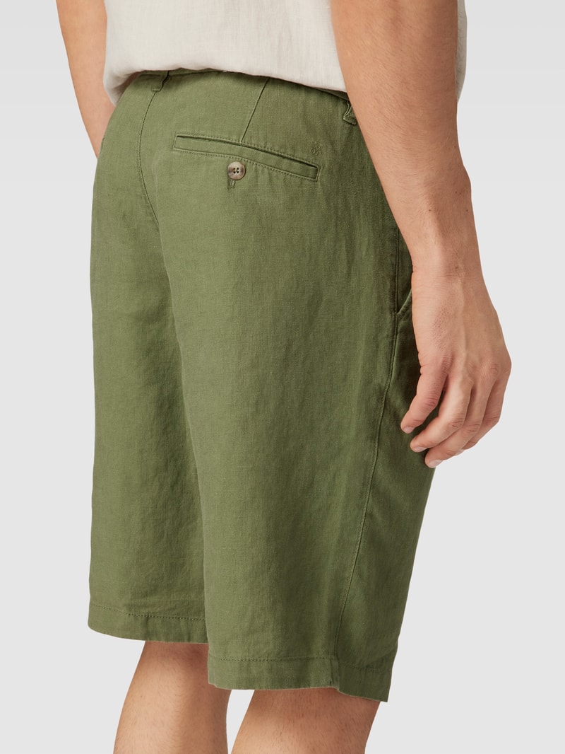 Bermudas aus Leinen mit elastischem Bund Modell 'Reso' in olivgrün