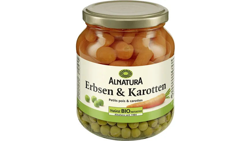 Alnatura Bio Erbsen und Karotten, Glas 220 g