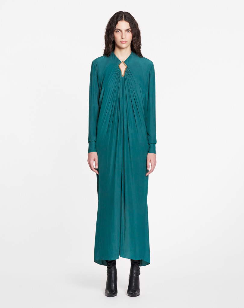 ROBE DRAPÉE À MANCHES LONGUES