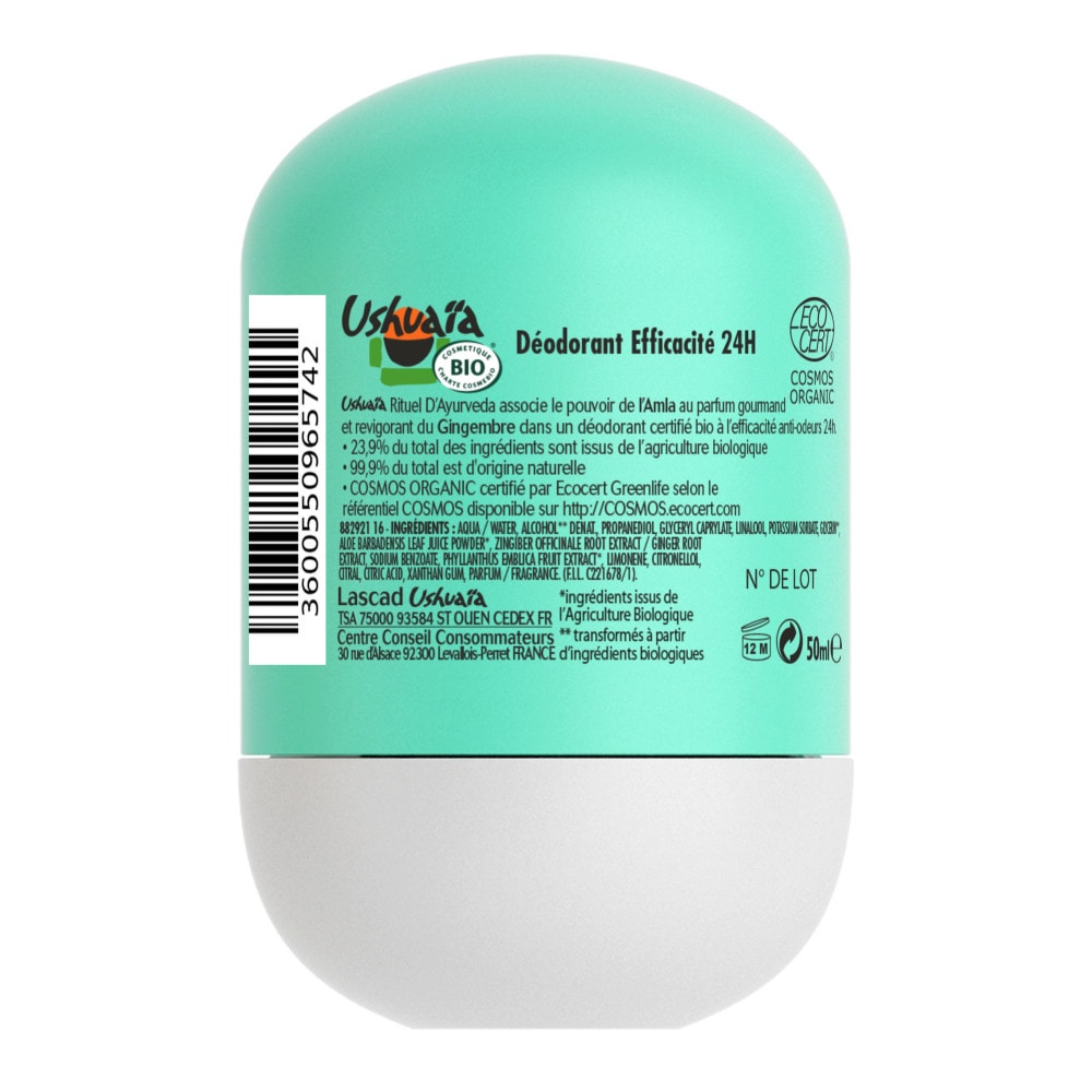 ushuaïa Ushuaia Bio Déodorant Bille Bio Gingembre & Amla Purifiant 24h