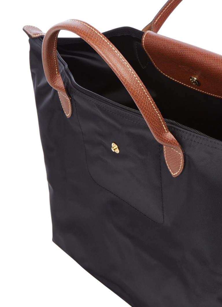 Τσάντα Longchamp Le Pliage μέγεθος M με δερμάτινες λεπτομέρειες