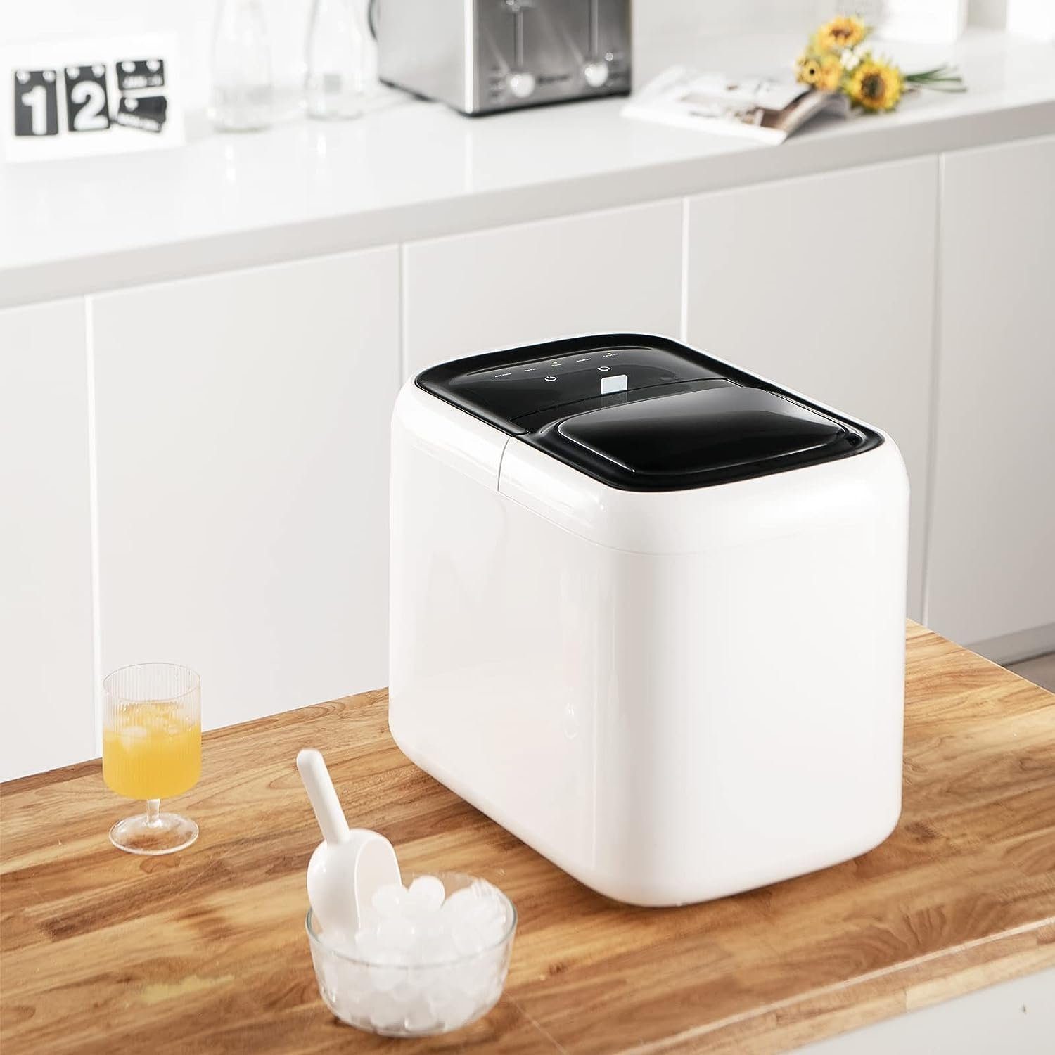 KOMFOTTEU Eiswürfelmaschine, 15 kg/24H, mit 2 Würfelgrößen, 2L Wassertank