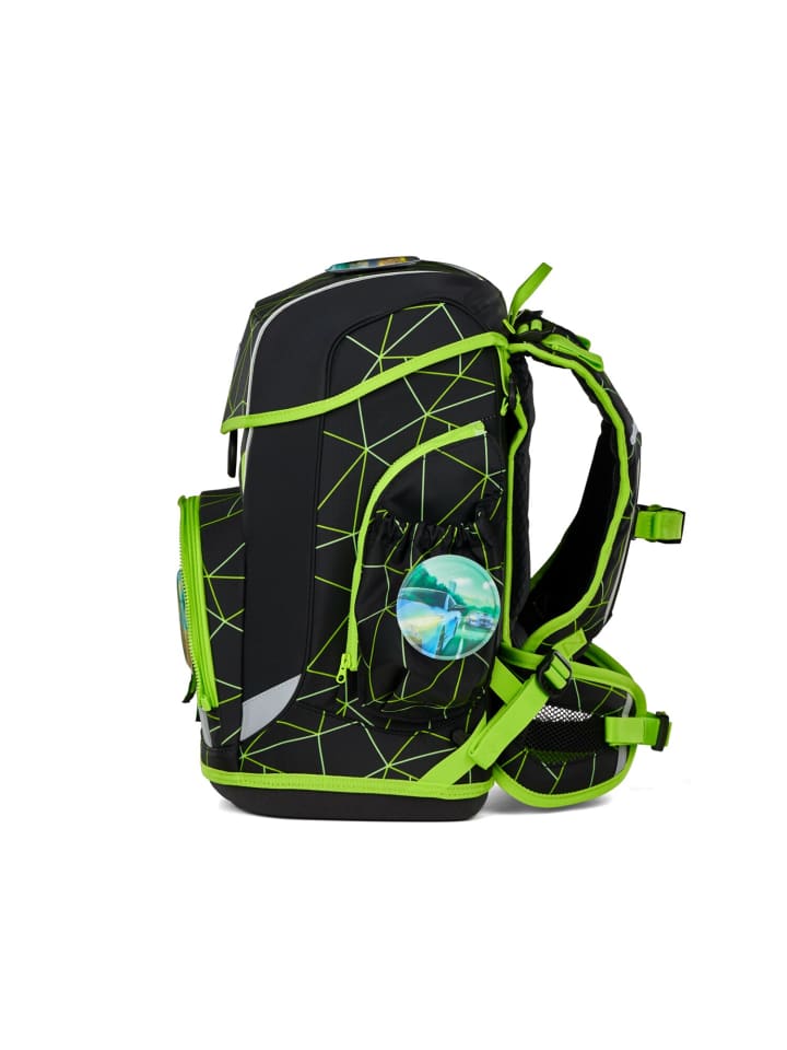 Ergobag Grundschulranzen-Set CUBO LIGHT CyBär Race 6-tlg. in Schwarz/Grün günstig kaufen onesize