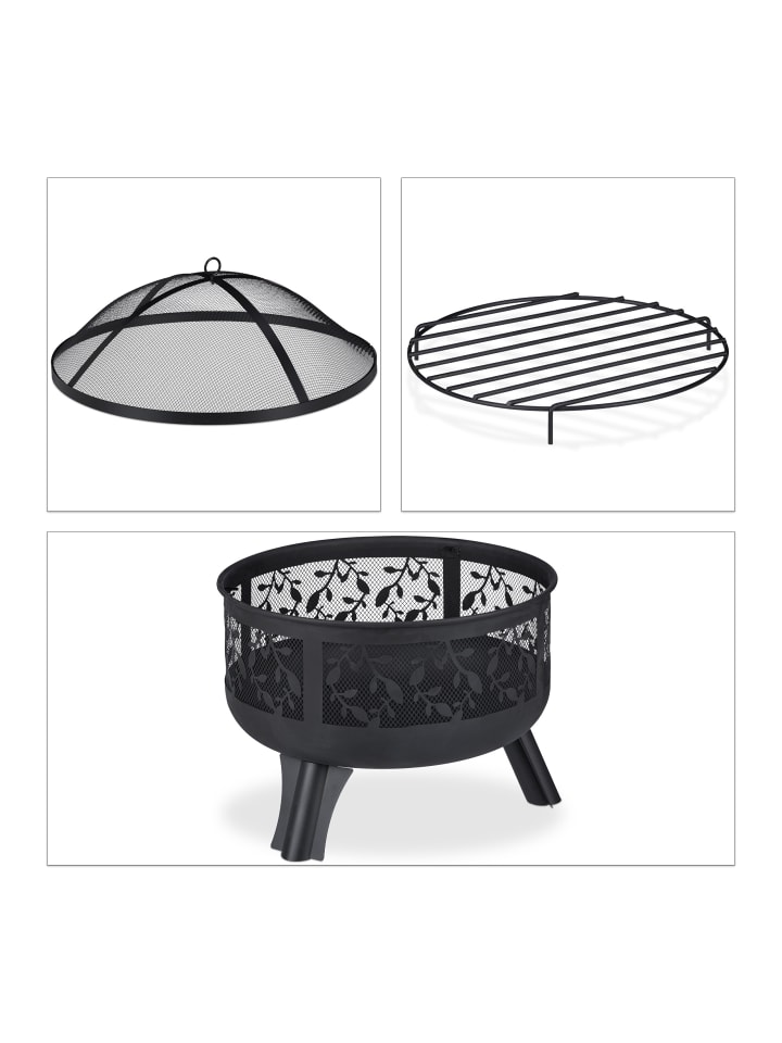 relaxdays Feuerschale in Schwarz - (H)60 x Ø 60 cm günstig kaufen onesize