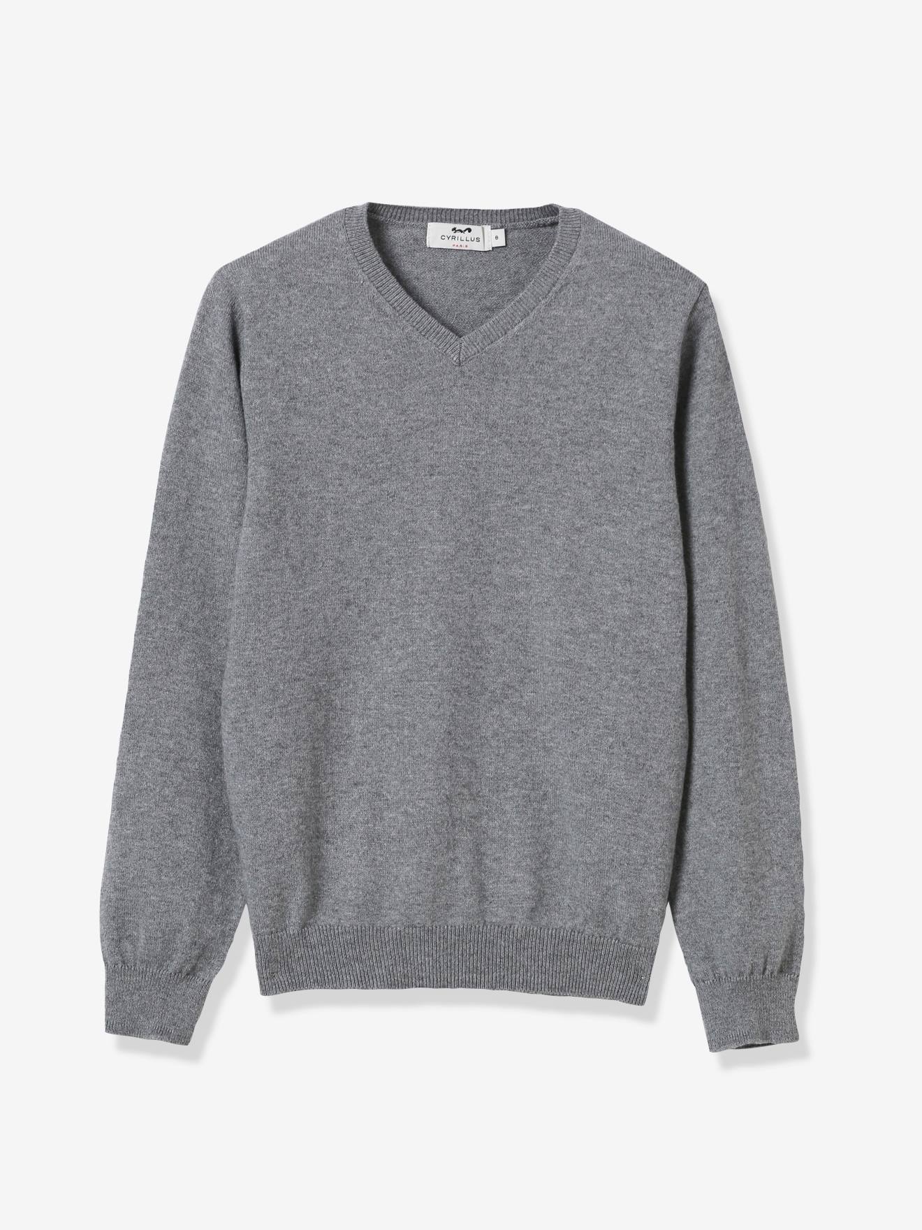 Pull col V garçon marine