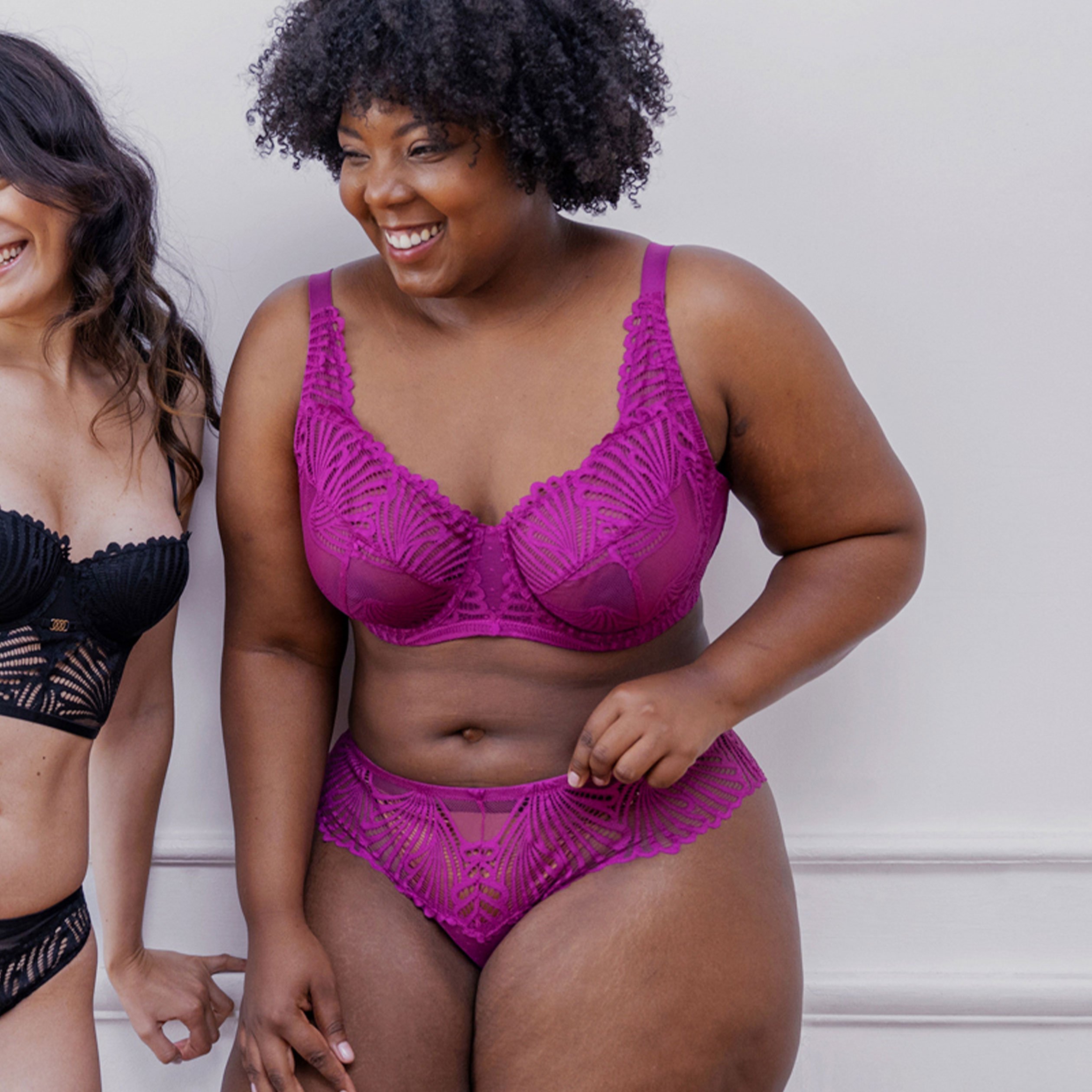 Shorty en dentelle Izzie violet femme grande taille | La Halle