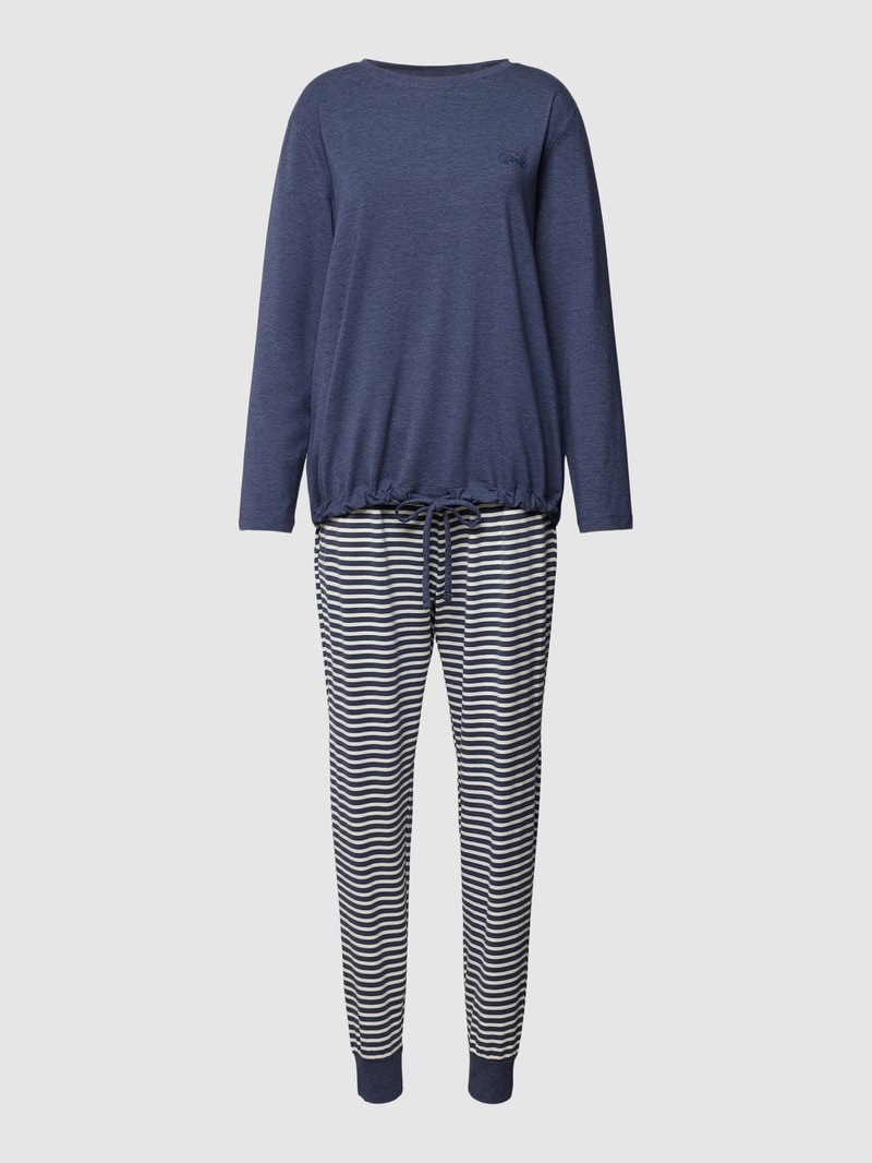 Pyjama mit Streifenmuster Modell 'MODERN STRIPES' in dunkelblau