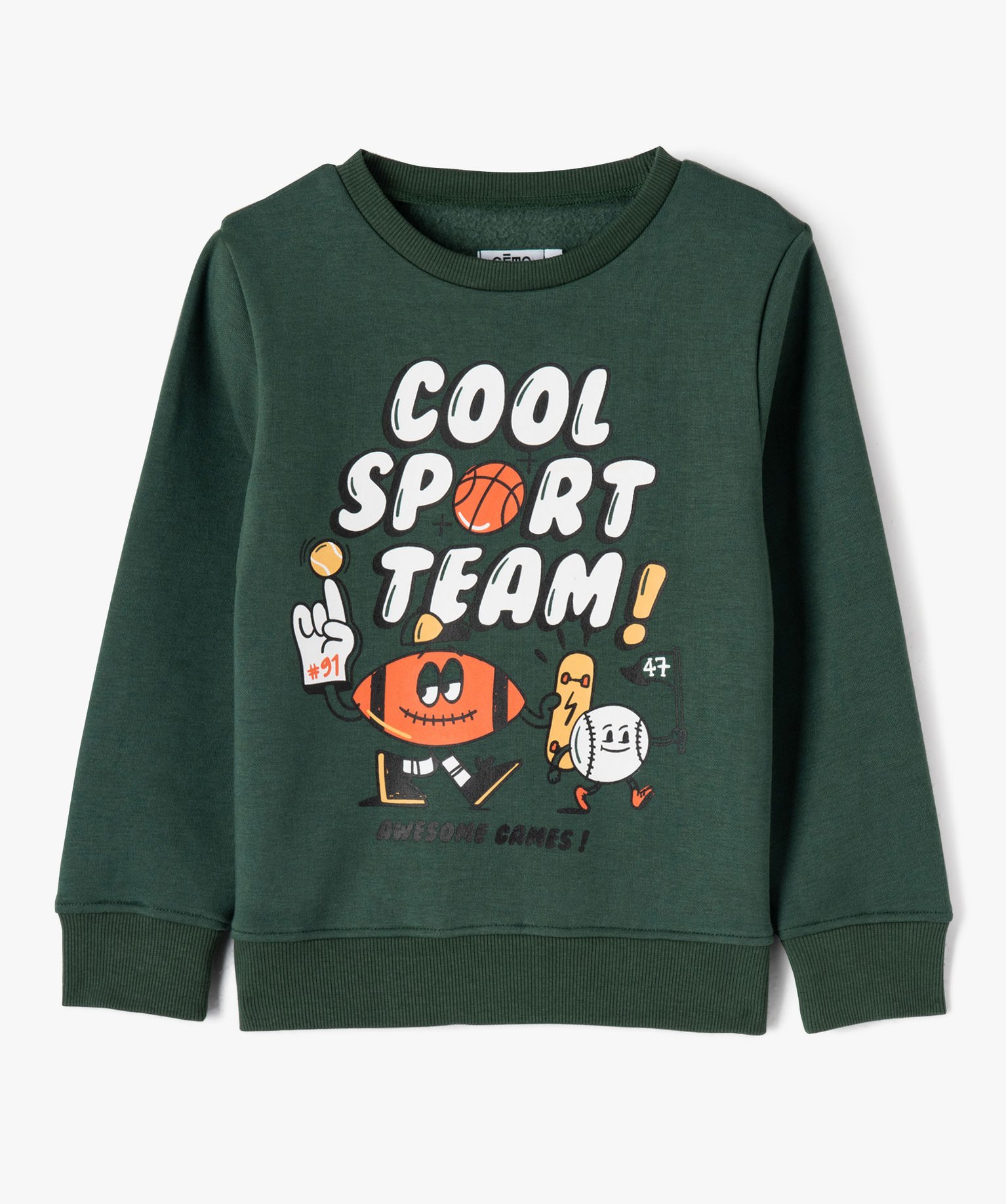 Sweat molletonné avec motif XL Garçon vert | GEMO