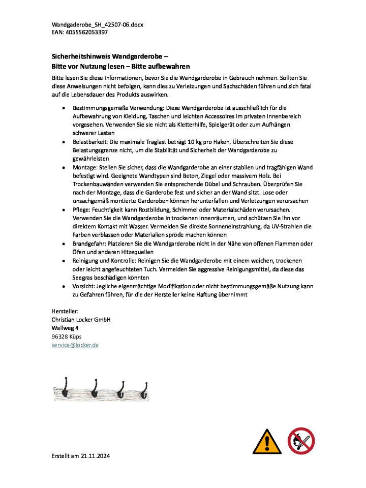 kobolo Garderobe VINWOMET in Weiß günstig kaufen onesize