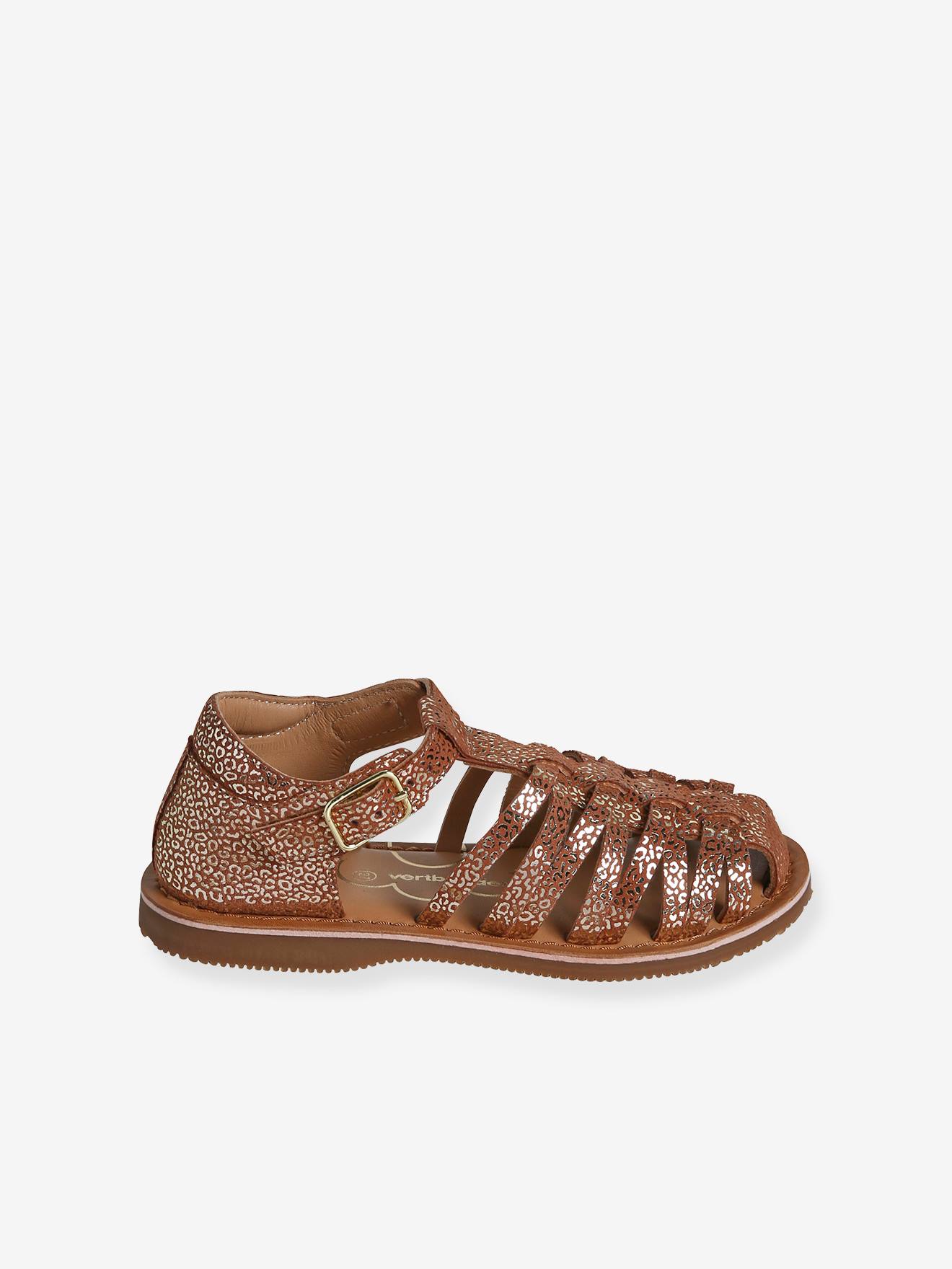 Vertbaudet Kinder Riemchen-Sandalen mit Anziehtrick - ocker