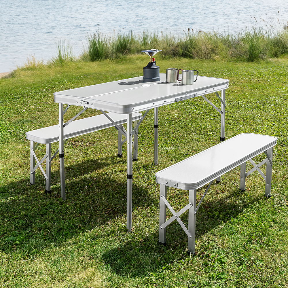 Better Home Camping Klappbarer Tisch Set 3tlg., Aluminium weiß
