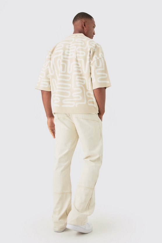 Kastiges Oversize Strick-Poloshirt