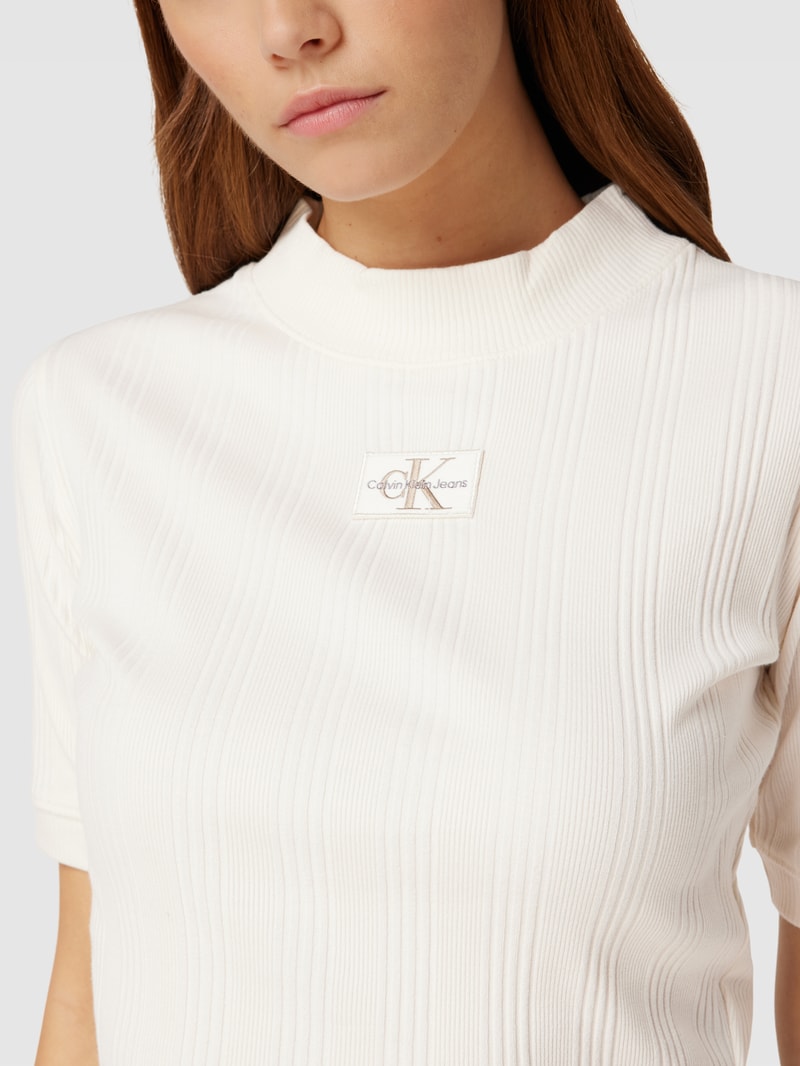 T-Shirt in Ripp-Optik Modell 'BADGE RIB SHORT SLEEVE' in offwhite