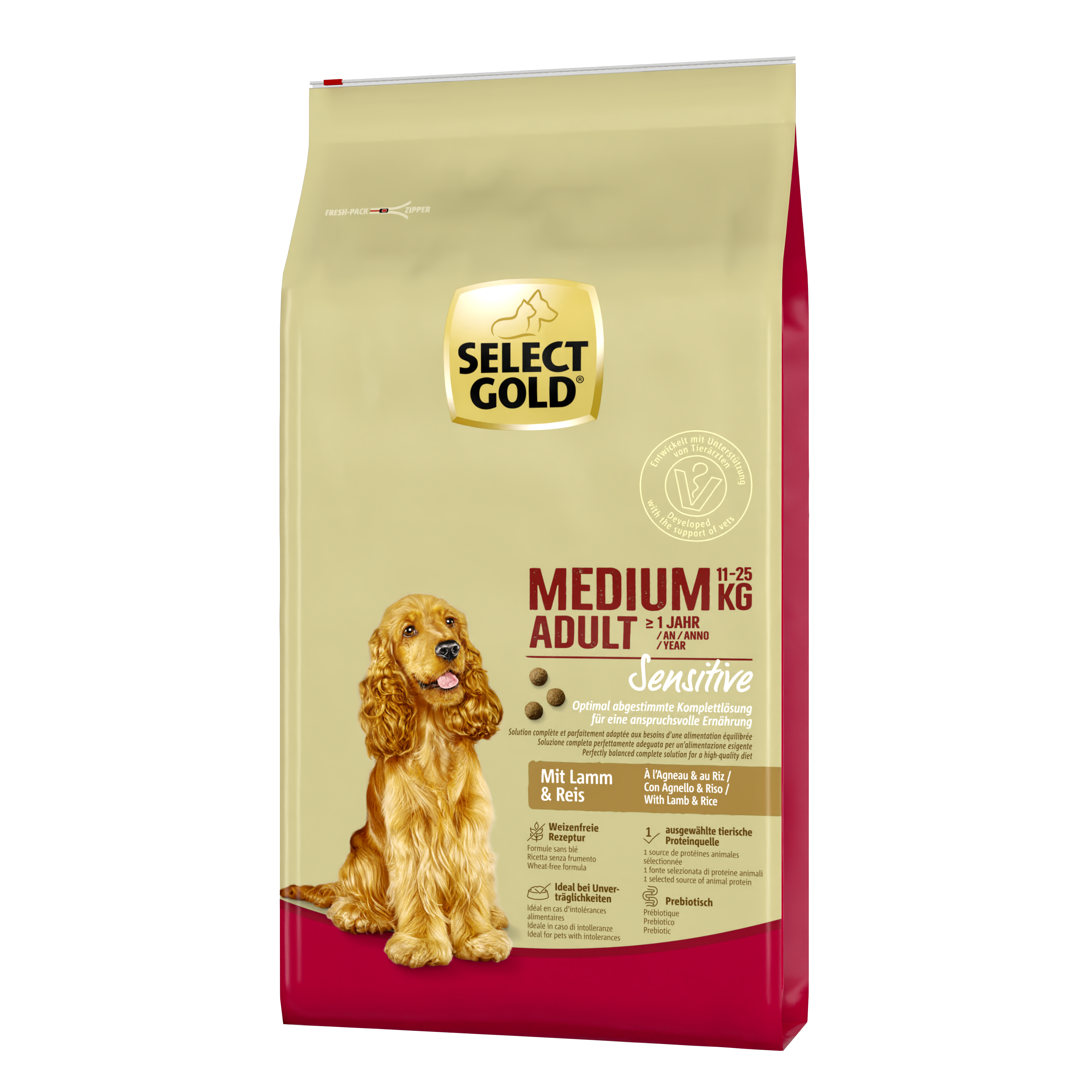 SELECT GOLD Hundetrockenfutter SELECT GOLD Sensitive Adult Medium Lamm & Reis 12 kg
