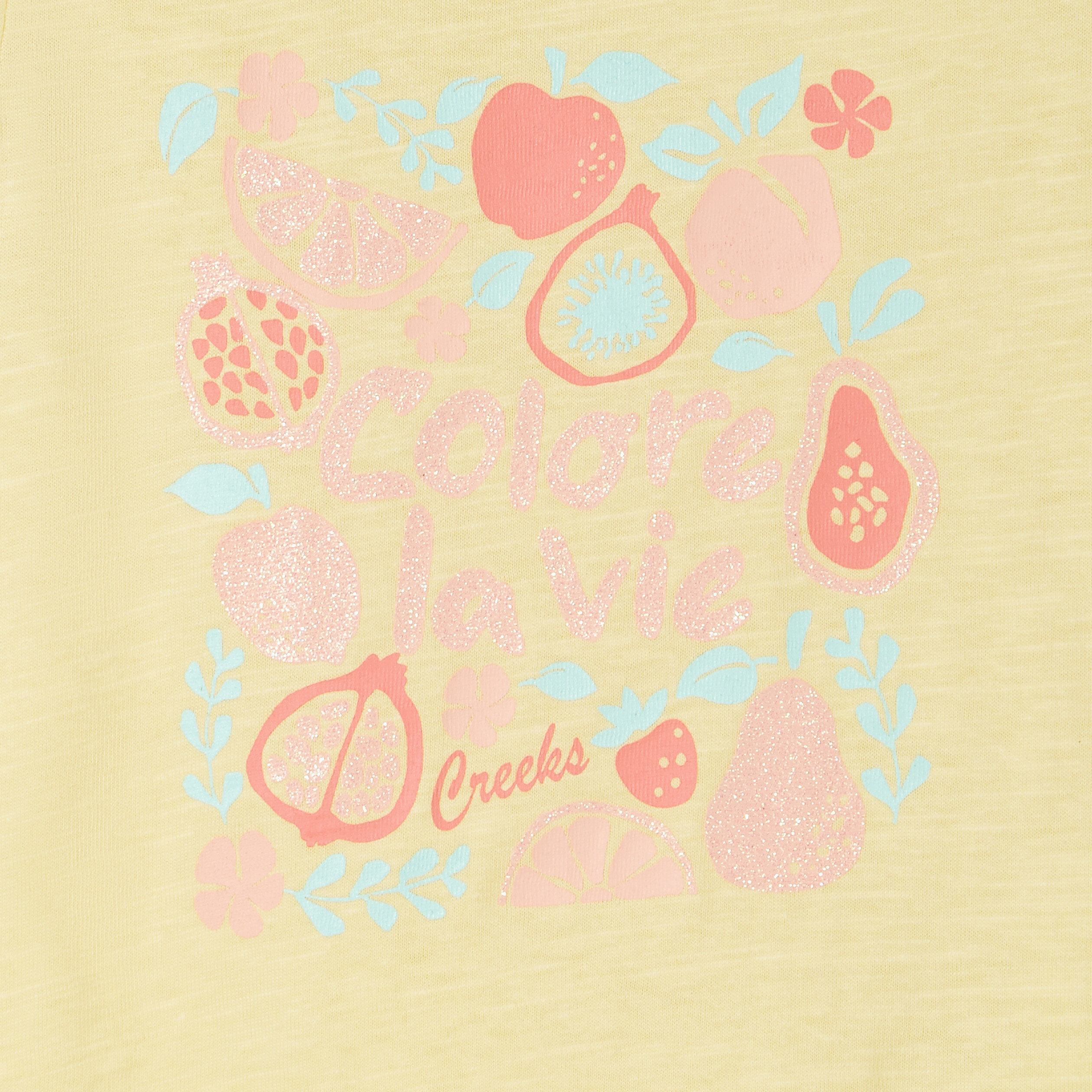 T-shirt manches courtes ballons Creeks jaune clair bébé fille | La Halle