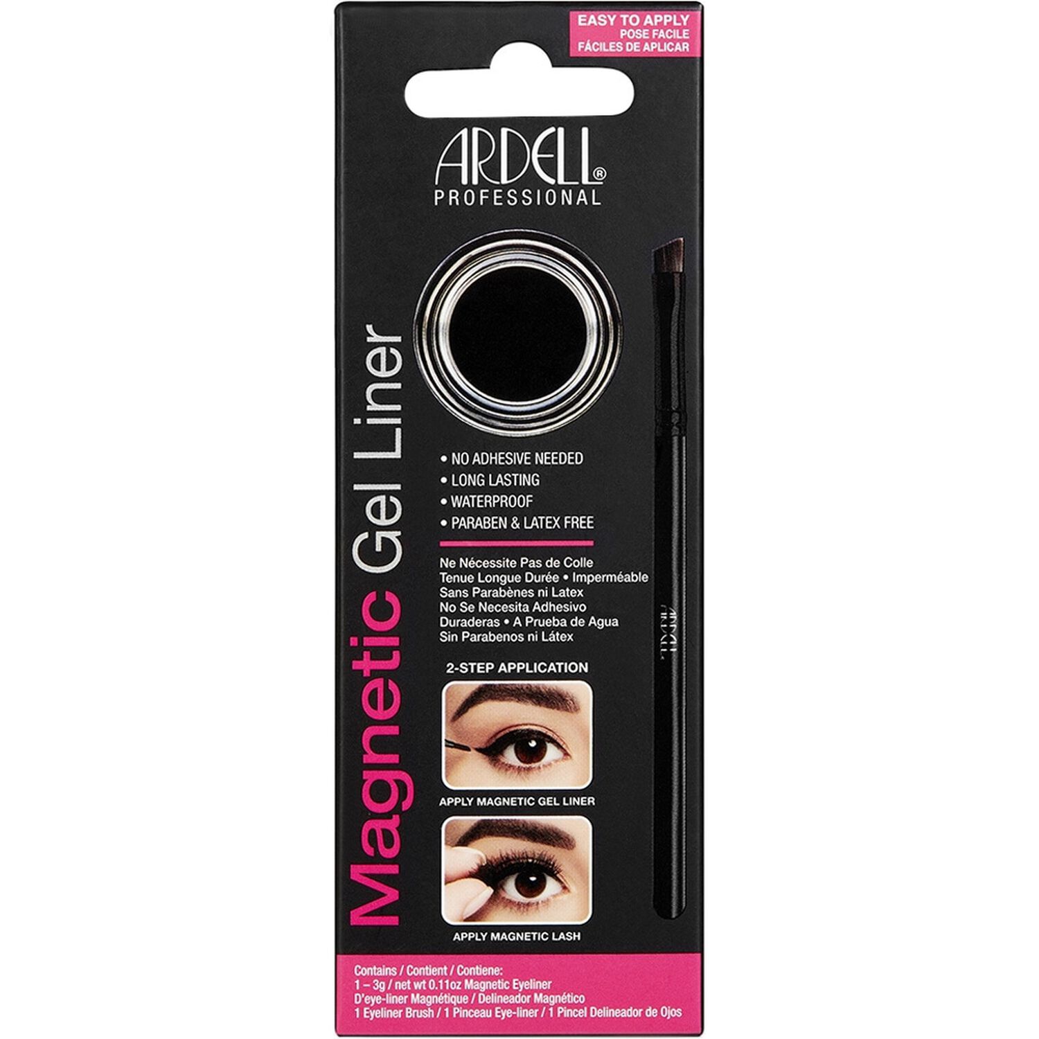 Ardell Magnetic Gel Liner Pot gel eyeliner noir avec pinceau biseauté magnétique pour Faux Cils