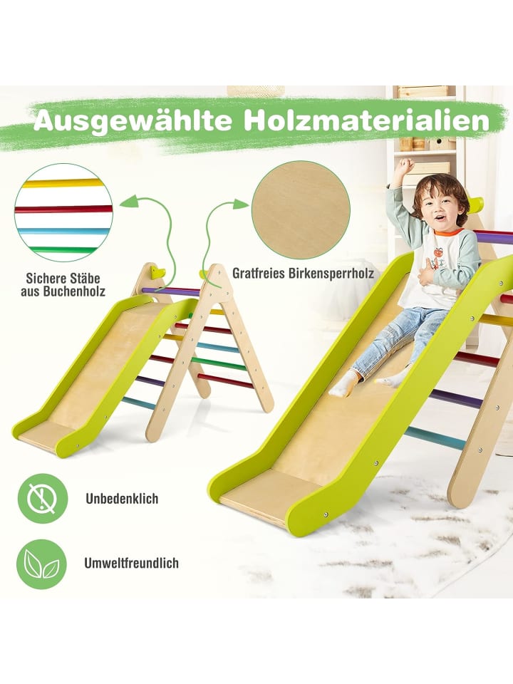 COSTWAY Kletterdreieck mit Rutsche in Grün günstig kaufen 50 x 85 cm