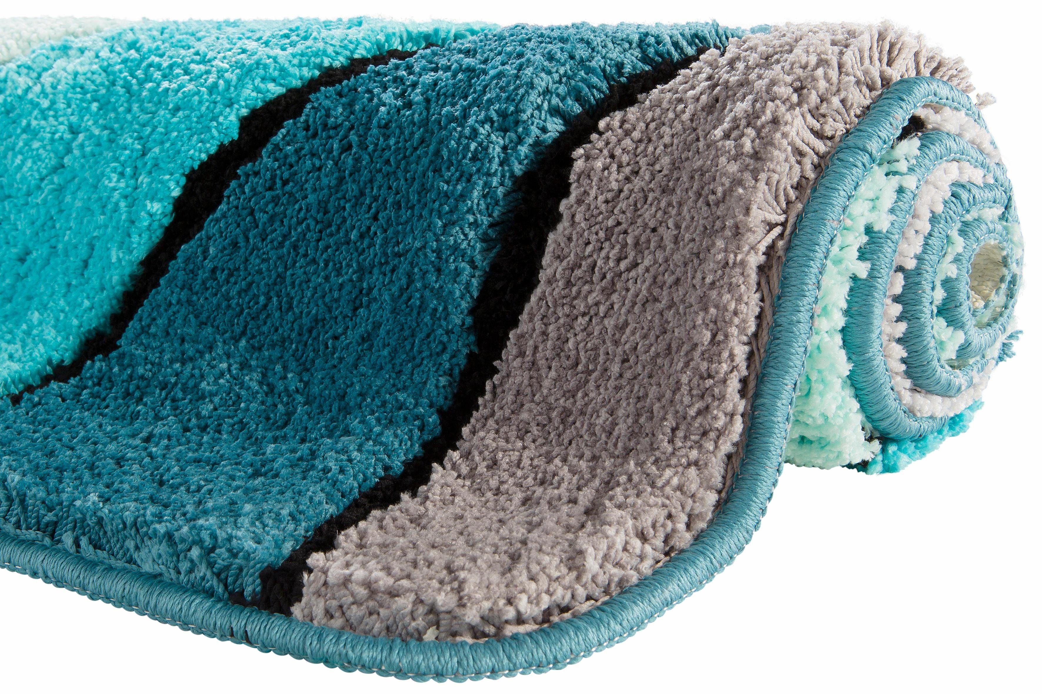 Badematte Josie my home, Höhe 20 mm, rutschhemmend beschichtet, fußbodenheizungsgeeignet, schnell trocknend, strapazierfähig, Polyester, rechteckig, Badteppich, Badematten, rechteckig, rund & als 3-tlg. Set erhältlich