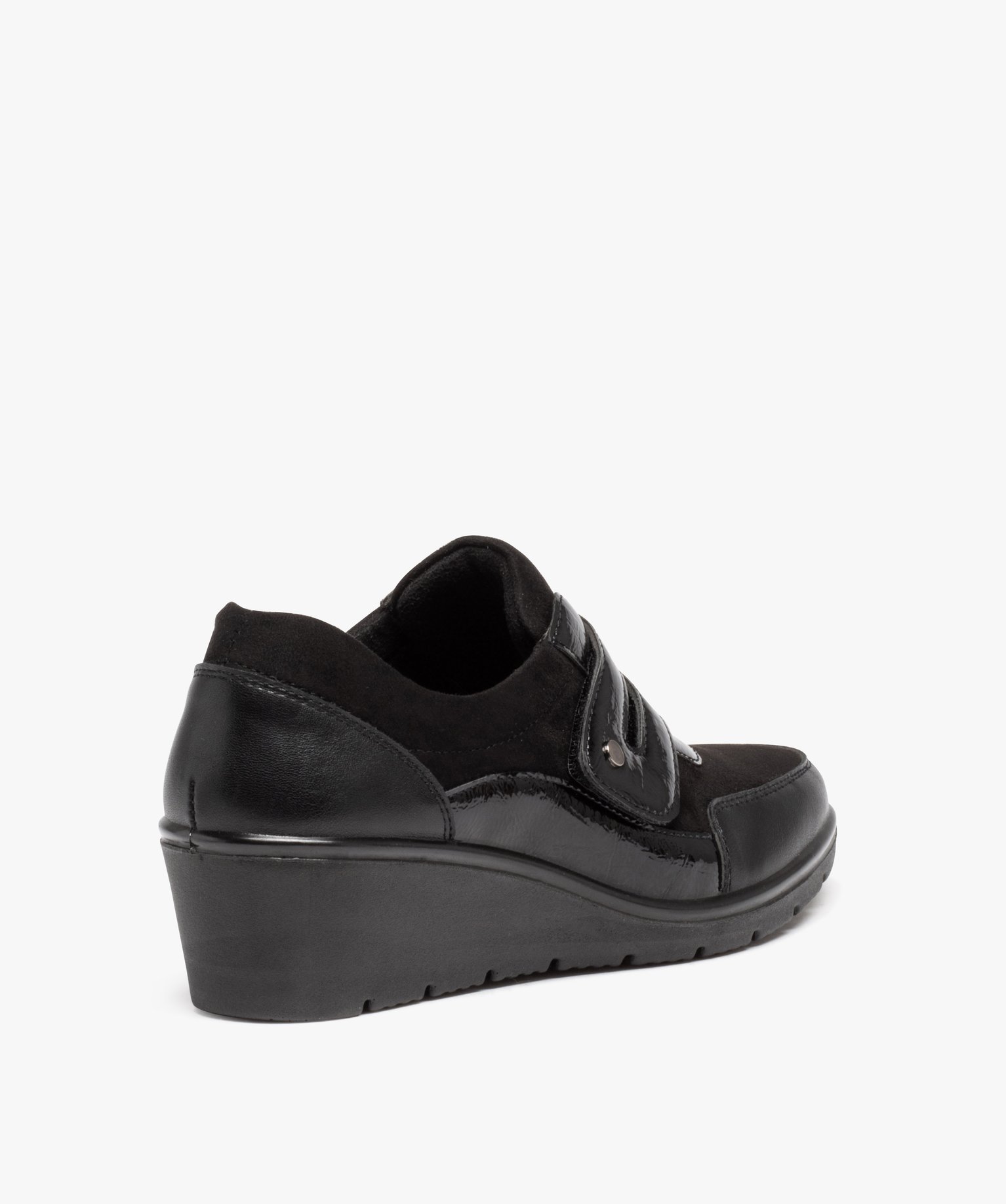Mocassins femme confort unies à talon compensé et bride ve... noir | GEMO